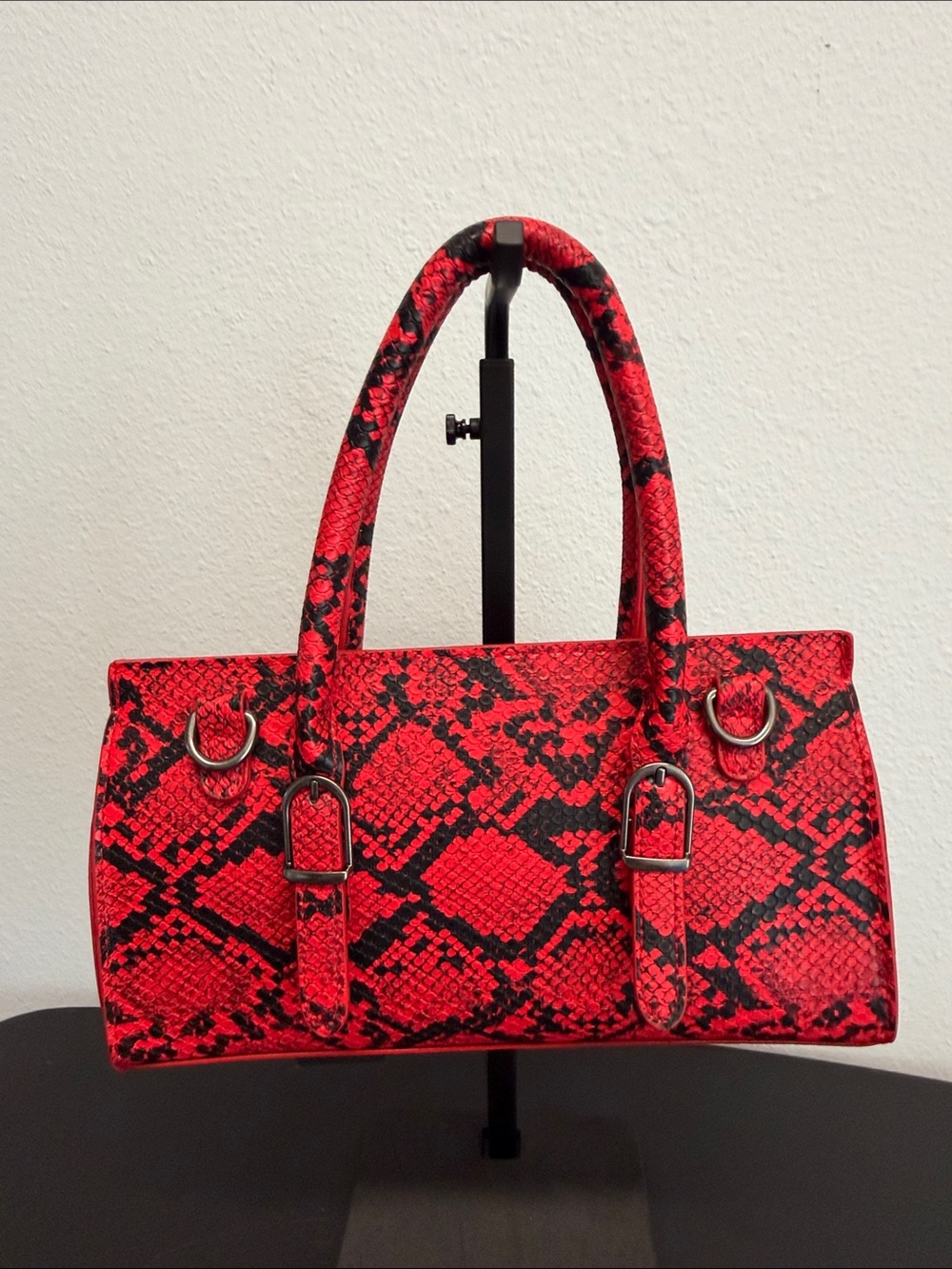 Ed Hardy | Snake-Print Top-Handle Satchel w/ Iconic Logo Bag Charms | Crossbody - Picture 6 of 9